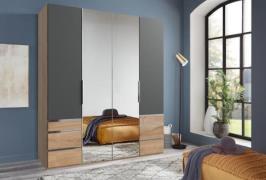 Kleiderschrank 200 cm mit Spiegel LEVEL36 A von WIMEX Grau