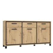 Sideboard 3-trg TRONDHEIM von Forte Artisan Eiche / Schwarz Eiche