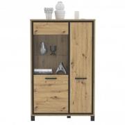 Highboardvitrine L TRONDHEIM von Forte Artisan Eiche / Schwarz Eiche