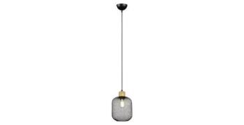 Pendelleuchte 1xE27 Ø 18 cm  1 Stück Metall / Holz Schwarz