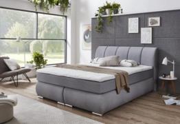Boxspringbett ca. 180x200 cm mit Topper H2/H3 wendbar grau