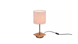 Tischleuchte ca. 40 cm hoch Holzdeko / Beige 1 Stück Metall / Stoff He...