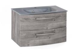 Waschtisch 80 Glasbecken grau STOCKHOLM von Held Möbel Eiche Ribbeck