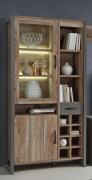 Vitrine L NOTE  von Forte  Betonoptik Dunkelgrau / Picea Kiefer
