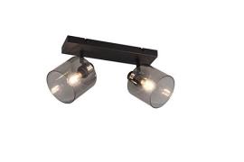 Spot 2xE14 Metall Schwarz Matt / Glas Smoke