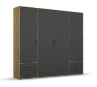 Drehtürenschrank 4-türig ca.187 cm breit Eiche Artisan / Grau Metallic
