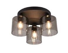 Spot 3xE14 Metall Schwarz Matt / Glas Smoke