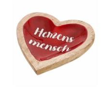 Deko-Schale ca. 15x3x15 cm HERZ Rot Mangoholz / Emaille