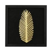 Bild Metall Feder ca. 32 x 32 cm Eisen / MDF goldfarbig Schwarz