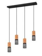 Pendelleuchte 4xE27  1 Stück Metall / Holz Hellbraun, Schwarz