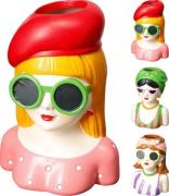 VASE für Trockenblumen Mädchen mit Sonnenbrille ca. 15x20 cm 1 Stück 3...