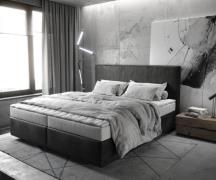 Boxspringbett Dream-Well 180x200 cm Mikrofaser Anthrazit Vintage mit M...