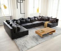 Wohnlandschaft Clovis XL Anthrazit Antik Optik Modulsofa