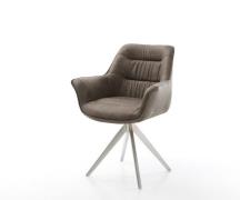 Esszimmerstuhl Kaira-Flex Mikrofaser Taupe Vintage Kreuzgestell kantig...