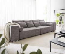 Big-Sofa Marbeya 290x110 cm Hellgrau mit Schlaffunktion