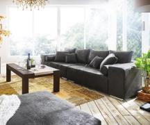 Big-Sofa Marbeya 285x115 cm Anthrazit Antik Optik 10 Kissen