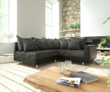 Ecksofa Clovis Schwarz modular Armlehne Ottomane Rechts