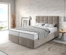 Boxspringbett Dream-Fine 140x200 cm Mikrofaser Beige mit Matratze und ...