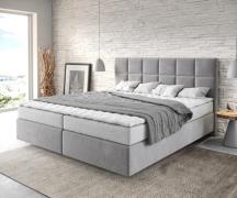 Boxspringbett Dream-Fine 180x200 cm Mikrofaser Grau mit Matratze und T...