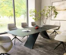 Esstisch Edge 300x100cm Keramik Laminam®Nero Greco Anthrazit V-Mittelf...