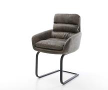Freischwinger Abelia-Flex mit Armlehnen Mikrofaser Grau Antik Freischw...