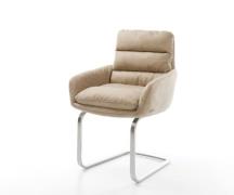 Freischwinger Abelia-Flex mit Armlehnen Mikrofaser Beige Vintage Freis...