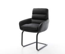 Freischwinger Abelia-Flex mit Armlehnen Echt-Leder Schwarz Freischwing...