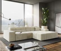 Ecksofa Phia 280x180 cm Strukturstoff Beige Recamiere rechts