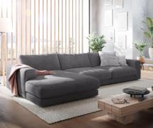 Ecksofa Cubico 350x190 cm Cord Anthrazit Recamiere links