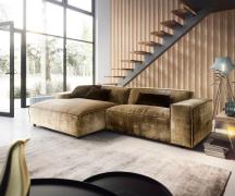 Ecksofa Tenso 280x165 cm Chenille Gold Recamiere links