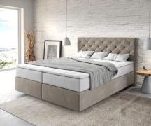 Boxspringbett Dream-Great 160x200 cm Mikrofaser Beige mit TFK Matratze...