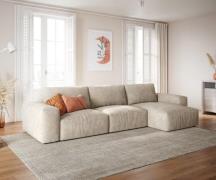 Ecksofa Lanzo L 360x160 cm Cord Beige Recamiere variabel