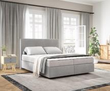 Boxspringbett Dream-Well 160x200 cm Cord Silbergrau mit Matratze und T...