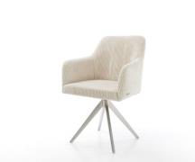 Esszimmerstuhl Greg-Flex Cord Beige Kreuzgestell kantig Edelstahl Tasc...