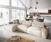 Ecksofa Sirpio L 350x160 cm Cord Beige Recamiere variabel