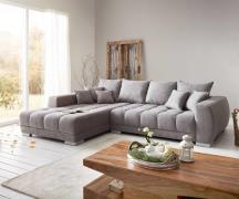 Ecksofa Josea 300x220 cm Mikrofaser Steingrau Recamiere links