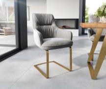 Freischwinger Zelia-Flex mit Armlehnen Samt Grau Freischwinger flach G...