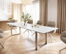 Esstisch Edge 300x100 Keramik Laminam® Statuarietto Weiß Edelstahl Sch...