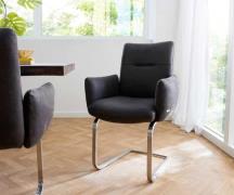 Freischwinger Jova-Flex mit Armlehnen Mikrofaser Anthrazit Vintage Fre...