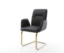 Freischwinger Vinja-Flex Echt-Leder Schwarz Freischwinger flach Gold
