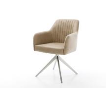 Esszimmerstuhl Greg-Flex Mikrofaser Beige Vintage Kreuzgestell breit E...