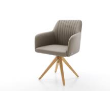 Esszimmerstuhl Greg-Flex Echt-Leder Schlamm Holzgestell kantig Natur T...