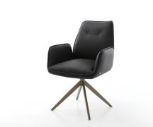 Drehstuhl Zoa-Flex Echt-Leder Schwarz Kreuzgestell breit Effektfinish ...