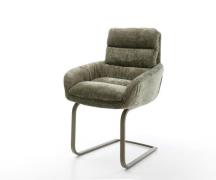 Freischwinger Abelia-Flex mit Armlehnen Chenille Olive Freischwinger f...