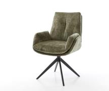 Drehstuhl Clea-Flex Chenille Olive Kreuzgestell breit Schwarz 360° dre...