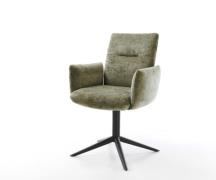Drehstuhl Jova-Flex mit Armlehnen Chenille Olive Fußkreuz Schwarz 360°...