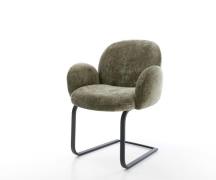 Freischwinger Nube-Flex mit Armlehnen Chenille Olive Freischwinger fla...