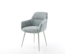 Esszimmerstuhl Pejo-Flex Chenille Pastellblau 4-Fuß konisch Edelstahl ...