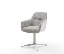 Drehstuhl Pejo-Flex Chenille Silbergrau Fußkreuz Edelstahl 360° drehba...
