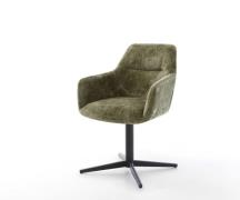 Drehstuhl Pejo-Flex Chenille Olive Fußkreuz Schwarz 360° drehbar Tasch...